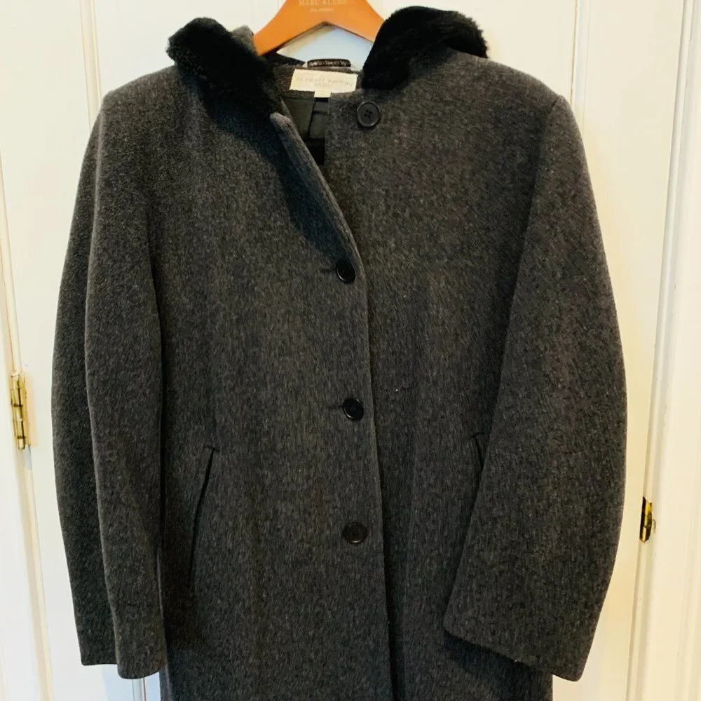 Vintage Albert Nipon Size 12 Coat Long Black 100%… - image 5